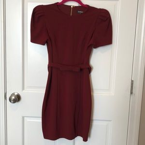 Express Belted Mini Dress Small in Maroon